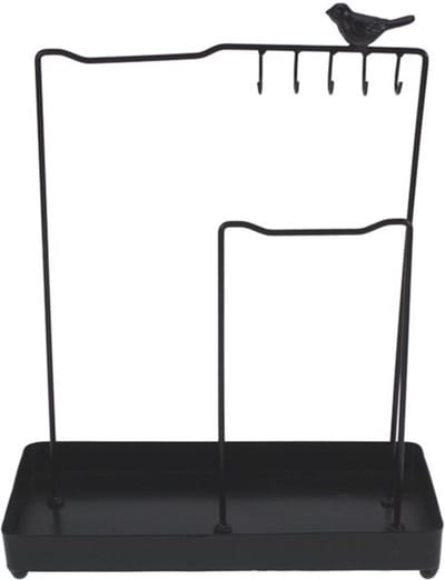Sieradenrek met haken en vogel zwart 26x12x33m