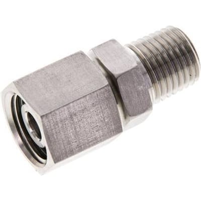 10L & 1/4'' NPT RVS Rechte Draaidoorvoer Buitendraad 315bar FKM O-ring en Afdichtconus Verstelbaar ISO 8434-1