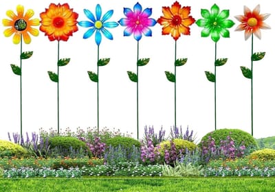 Decoratieve tuinharingen - Buitenkunst decoratie - Tuin aankleding - Realistisch 3D bloemontwerp - 7 stuks - Multicolor