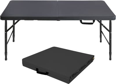 MODFU Luxe Inklapbare Tafel (125x61) - Koffermodel Buitentafel / Campingtafel - In Hoogte Verstelbaar - Zwart