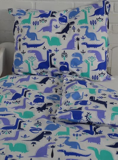 Lotte & Julius Peuterdekbedovertrek - 120 x 150 cm - Dinosaurus Blauw