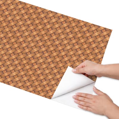 Coloray Meubel Wrap Folie - Bruin Meubelfolie - 50x100 cm - Meubelfolie Zelfklevend Vlechtwerk van riet - Wrapfolie Keuken - Rustiek Meubelfolie - Decoratiefolie - Tafeldecoratie - Texturen