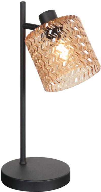 Mexlite - tafellamp - Ocre - amberkleurig zwart - glas metaal - kleurglas-lamp - E14 - 4227ZW