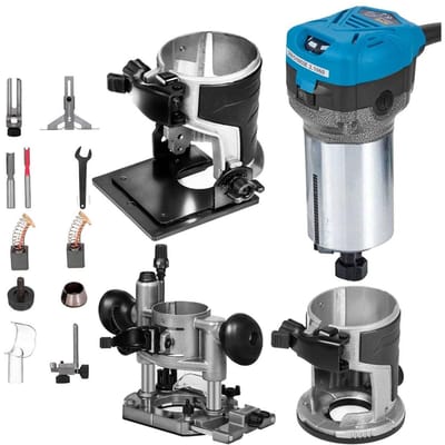 800W Max Koppel Variabele Snelheid 30.000RPM Compacte Bovenfrees met Spantangen 1/4  & 3/8  1 x Dompelbasis & 1 x Kantelbasis 220V