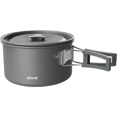 Casserole de Camping en Alliage d'Aluminium Batterie de Cuisine de Camping avec Poignée Pliante pour Camping Pique-nique Randonnée 1L gray