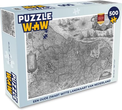 Puzzel Een oude zwart witte landkaart van Nederland - Legpuzzel - Puzzel 500 stukjes