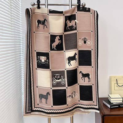 Écharpe Jacquard en Cachemire d'Hiver de Luxe pour Femmes Pashmina Chaud Les Écharpes Châles Cheval Couverture Épaisse Design Dames gray
