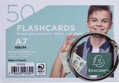 Exacompta 19x Pak 50 Flashcards - formaat A7 - gelijnd en geperforeerd - met gebroken ring - Geassorteerd - 10330E
