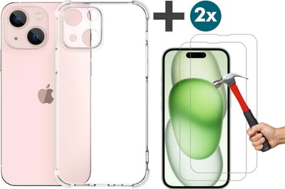 Hoesje geschikt voor iPhone 15 Plus hoesje - Arara shockproof backcover met 2 stuks screenprotectors - transparant