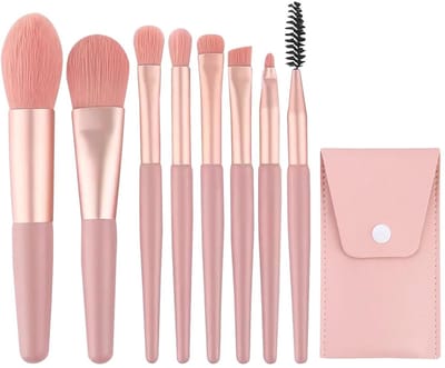 longziming - Make-up Kwasten - Cosmetische Kwasten Set - Roze - Professionele Beauty Brush Set - 8 Stuks - Zachte Kunstvezel Make-up Brushes - Foundation En Oogschaduw Kwasten - Kunstvezels