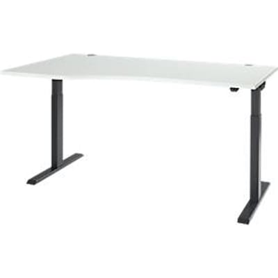Buro ERGO-T 2.0 - elektrisch in hoogte verstelbaar - vrije vorm aanbouw links - B 1800 x H 715-1205 mm - T-voet antraciet - lichtgrijs - ons merk Schäfer Shop Select