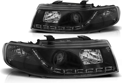 Koplampen met parkeerlicht SEAT LEON / TOLEDO 04 99-08 04 ZWART