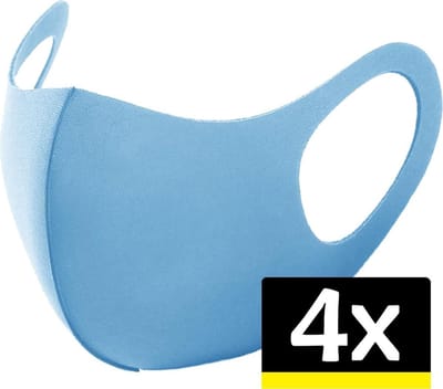 Mondkapje Wasbaar Mondmasker Blauw Mondkapjes Niet-medisch - 4 stuks