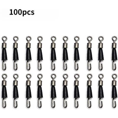 100 Pièces Connecteur Matériel de Pêche Accessoires Pêche Feeder Émerillons Agrafes pour Carpe 14mm
