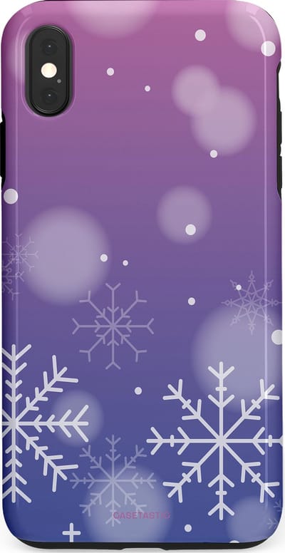 Casetastic hoesje geschikt voor Apple iPhone XS Max - Dubbellaagse bescherming - Winter Sneeuw Paarse Roze Gloed - Fashion Case - Lavendel