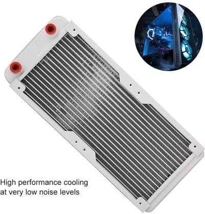 Dailygoods- Radiator Aluminium 240/360 MM - Warmtewisselaar - Waterkoeling - Vloeistofkoeler - G1/4 Draad - 18 Buizen - 32 mm Hoogte - Waterkoeler