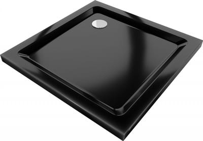 Mexen Flat vierkante douchebak slim 80 x 80 , zwart, sifon chroom - 40708080