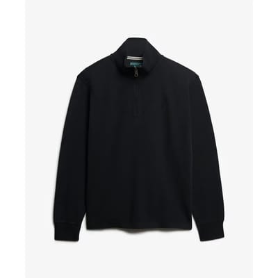 Superdry Geribbelde Trui Met Halve Rits Black Grootte: L