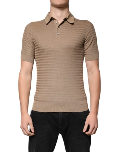 Geribbelde Polo Korte Mouwen Gebreid Shirt