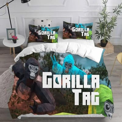 Gorilla Tag Beddengoedsets Dekbed Quilt 3D-print Bedovertrek Dekbedovertrek Kussensloop 2-3 Stuks Sets Kinderen Volwassenen Volledige Maat 70x133cm white
