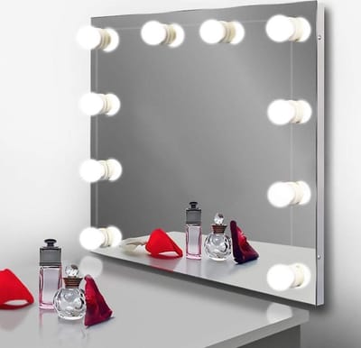 Hollywood Spiegellampen met Afstandsbediening – Spiegelverlichting met 10 LED Lampen – Dimbare Make-Up Spiegel Lamp – Warm, Koel & Wit Licht – 4 Meter Kabel