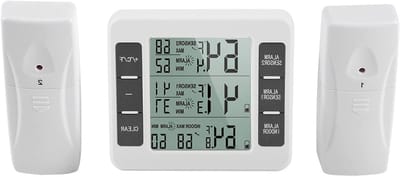 Draadloze Digitale Vriesthermometer en Koelkastthermometer met 2 Sensors en Alarmfunctie voor Binnen en Buiten, 24 Uur Min/Max Temperatuurregistratie