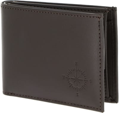 oxmox Leren portemonnee Leather RFID Protect Pocketbörse Windrose 2.0 Embossed Brown donkerbruin