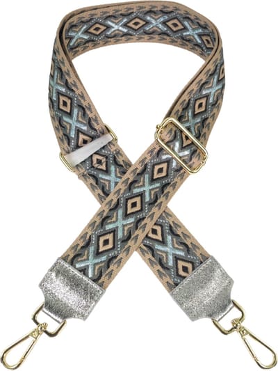 Qischa® Bag strap - Tassenriem - Schouderband - Schouderriem - Tassen Riem - Tas Hengsel - Verstelbare Riem - taupe - grijs - zwart - gouden hardware