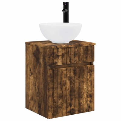 vidaXL - Wandgemonteerde - wastafelmeubel - Gerookt - eiken - 39 - x - 35 - x - 63 - cm