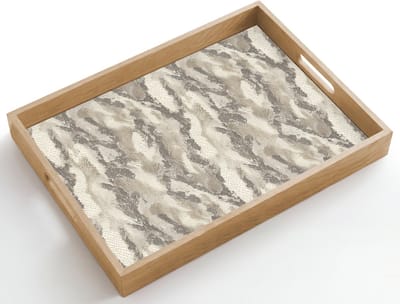 Dienblad hout 50x35 cm - Schootdienblad - Slang - Patroon - Taupe - Borrelplank rechthoek - Plateau dienbladen