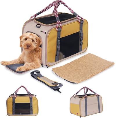 MaxxPet Honden Draagtas - Katten reistas - Huisdieren Draagzak - Transportbox - Transport bench - 51x33x55cm - Bruin