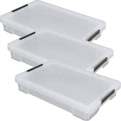 Whitefurze Opbergbox - 4x stuks - 12 liter - Transparant - 55 x 36 x 9 cm - kunststof - opslag oplossingen - kist - met deksel