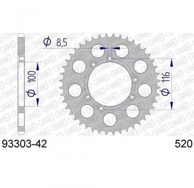 Couronne transmission Afam pour moto Sherco 125 1.25 2T Trial 2003 à 2005 42 dts
