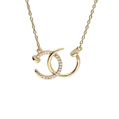 Goudkleurig Dames Ketting met Spijker hanger - Dames ketting met spijker hanger goudkleurig - Echte Zilver Ketting - Amona Jewelry