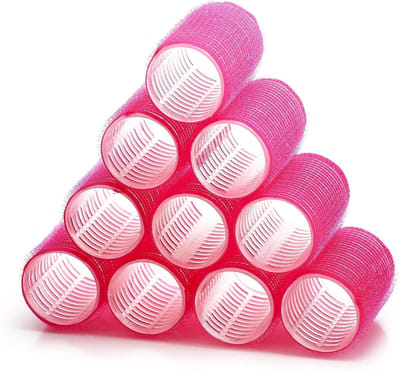 Zelfklevende Haarrollers voor Thuisgebruik - 10 Stuks Roze - Ideaal voor Krullen en Volume, Perfect voor Salon en DIY Hairstyling