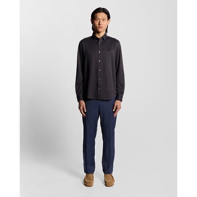 Lyle & Scott Sharkskin Trousers Carbon Size: W32L32 | Tailored Pants Outlet | Heren | Blauw