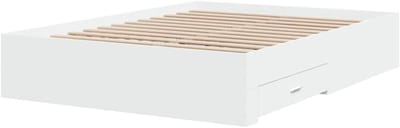 Bedframe met Lades - Bedombouw 2 persoons - Slaapkamer organiseren - Bewerkt hout constructie - 120x190 cm - Wit