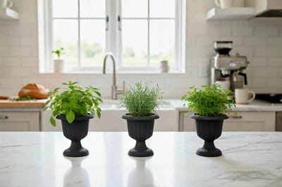 Serinova Mini Nergiz Bloempotten - Set van 3 - Elegant en Duurzaam - Antraciet - Uv-bestendig en Winterhard