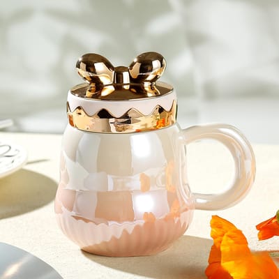 Verloop Parelmoer Glas Strik Beker Hoge Waarde Keramische Beker Creatieve Mok Huishoudelijke Waterbeker Evenement Cadeau Beker 500Ml [Color Box]