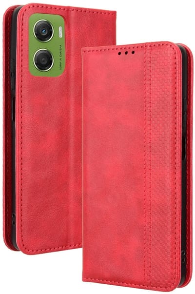 Coverup Hoesje - Geschikt voor Motorola Moto G06 / G06 Power Hoesje - Coverup Vintage Style Book Case - Rood