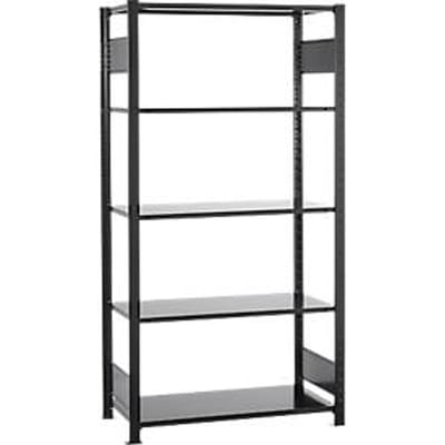 Schulte Lagertechnik MULTIplus 150, basisrek met lengteschroef, 5 in hoogte verstelbare legborden, tot 1300 kg, B 1000 x D 500 x H 2000 mm staal, zwart