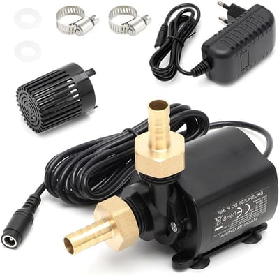 Kleine 12 V waterpomp met 800 l/u, 5 snelheden en 5 m opvoerhoogte voor vijver en aquarium, ideaal voor fonteinen en waterspelen
