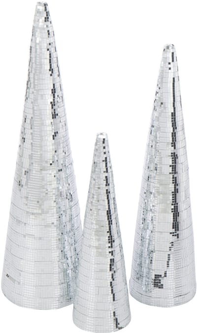 J-Line decoratie Kegel Spiegels Schuim - kunststof - zilver - large