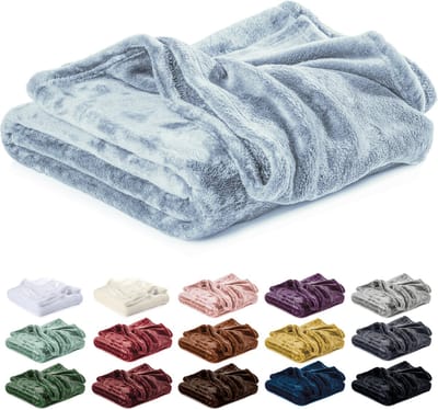Lavea® Fleece Deken 130x150 cm – 1-persoons, Zacht – Warme Woondeken van Pluizige Microvezel voor Bank en Bed, Ademend en Wasbaar – Winterblauw