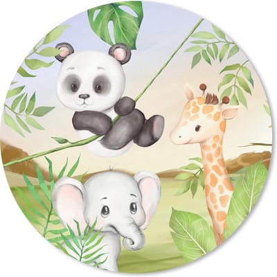 Muismat rond 20x20 cm - Mousepad Jungle - Bladeren - Dieren - Groen - Ronde muismatten