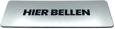 Deurbordje met tekst Hier bellen - Formaat 150 x 50 mm x 1,6 mm - Incl. plakstrip | Geborstelde RVS-look toplaag | Gratis Verzending | Decoporta