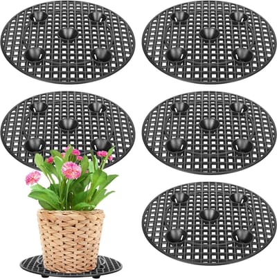 Daity Set van 5 grote plantenpotstandaards - 12 inch patio- en terrasvloerbeschermers - plantenpotlifters voor het op peil houden van de planthoogte - geschikt voor binnen- en buitentuinen