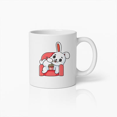 Schattige Konijn die op Fauteuil Ontspant Mok – Leuk Cadeau voor Dierenliefhebbers en Koffie- & Theedrinkers
