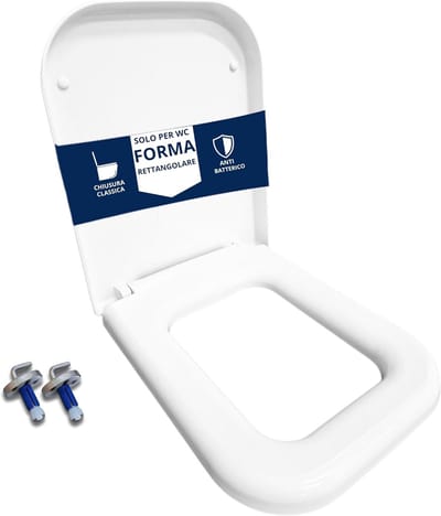 Toiletbril Rechthoekig - WC-bril Duroplast - Badkamer Vernieuwen - Bevestiging van bovenaf - 43 x 35 cm - Wit