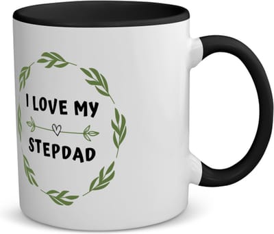 Akyol - i love my stepdad koffiemok - theemok - zwart - Papa - liefste stiefvader - vader cadeautjes - vaderdag - verjaardag - geschenk - kado - 350 ML inhoud